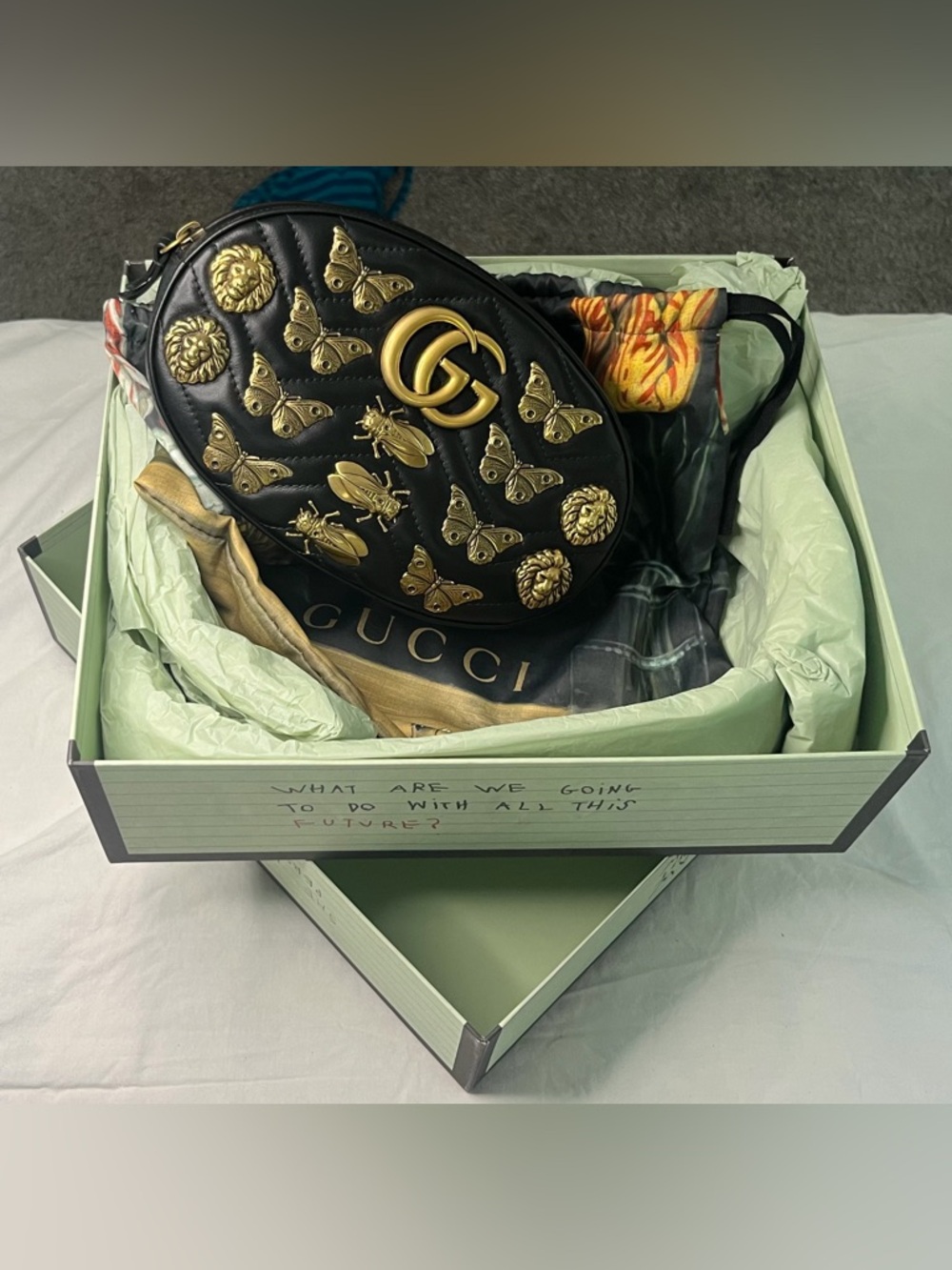 gucci matelasse Animal Studs GG Marmont Waist Bum Crossbody rare large size NIB